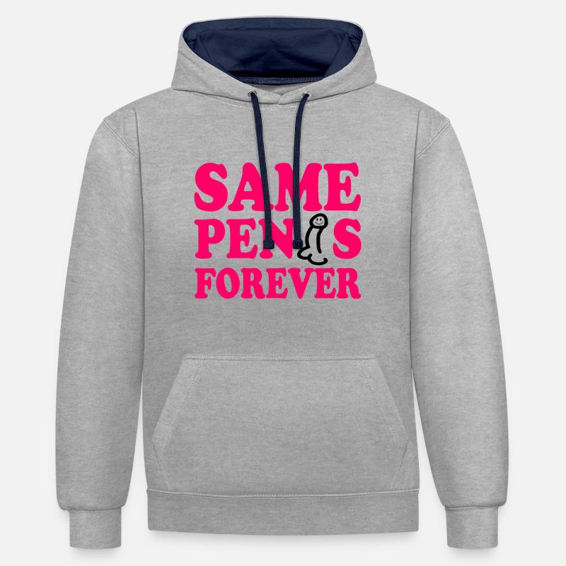 Same penis forever - Sweat à capuche contrasté - gris chiné/bleu marine