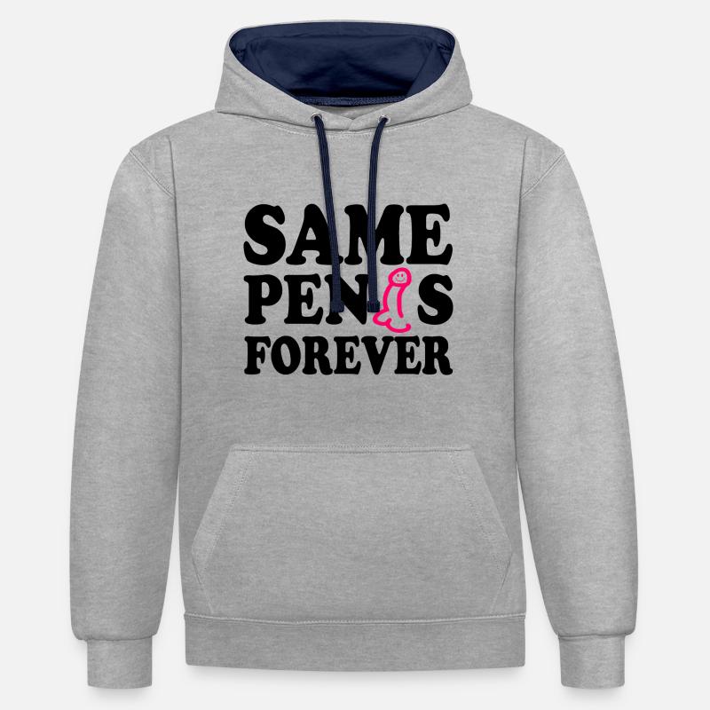 Same penis forever - Sweat à capuche contrasté - gris chiné/bleu marine