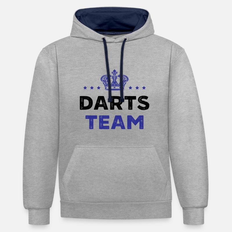 Équipe de fléchettes - Sweat à capuche contrasté - gris chiné/bleu marine