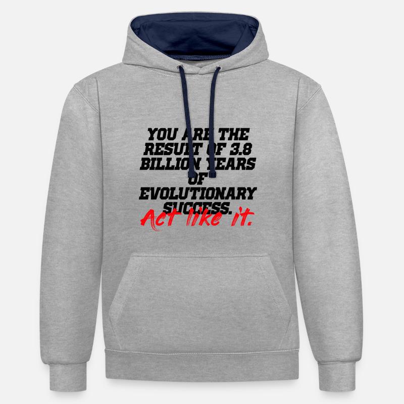 agir comme une évolution - Sweat à capuche contrasté - gris chiné/bleu marine