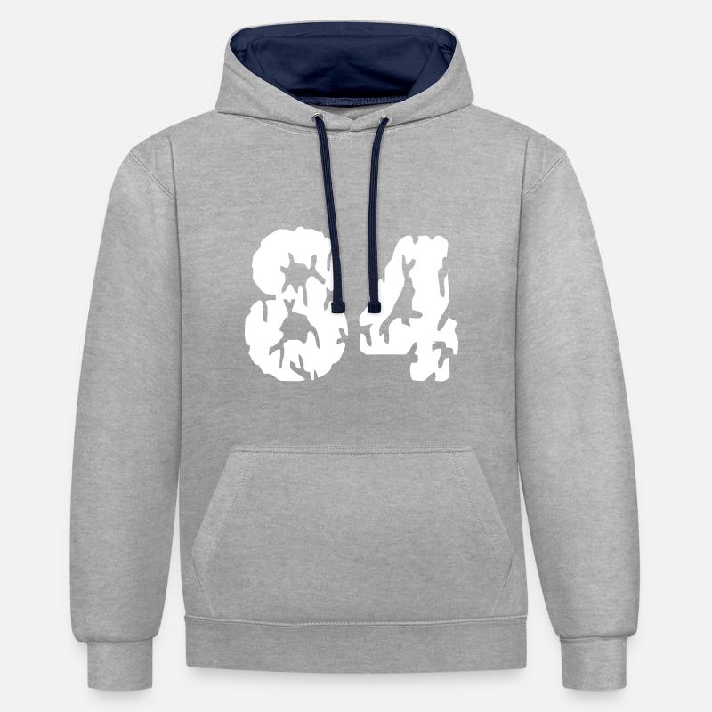 Maillot 84 Numéro - Sweat à capuche contrasté - gris chiné/bleu marine