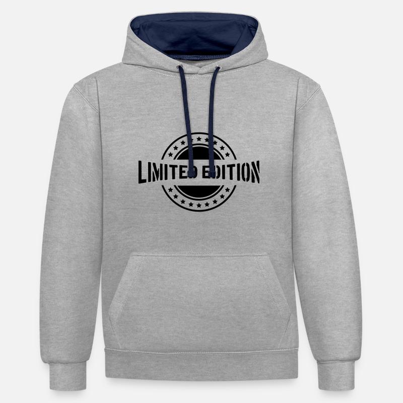 Édition limitée - Sweat à capuche contrasté - gris chiné/bleu marine
