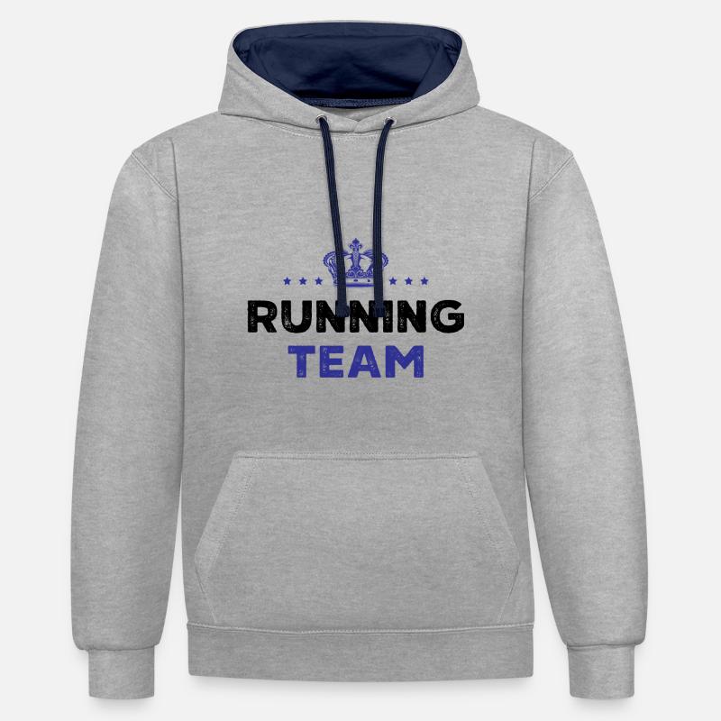 Équipe de course - Sweat à capuche contrasté - gris chiné/bleu marine