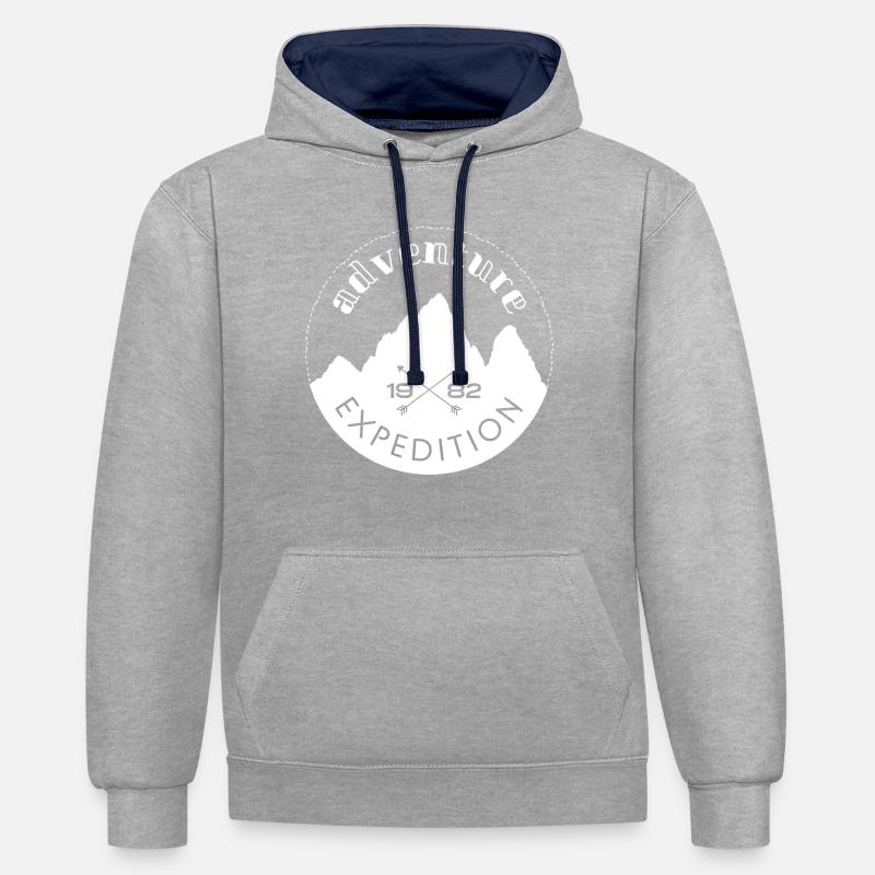 Adventure expedition - blanc - Sweat à capuche contrasté - gris chiné/bleu marine