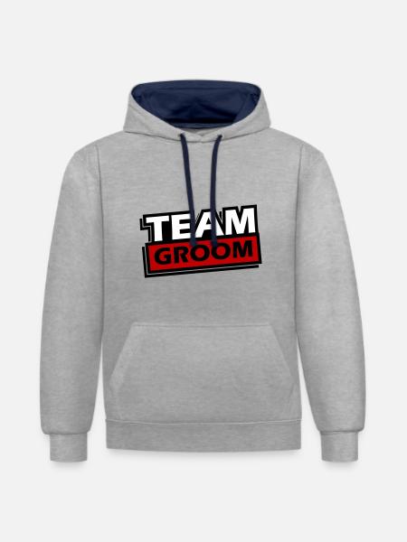Team Groom Wedding Saying - Contrast hoodie - heather grey/navy