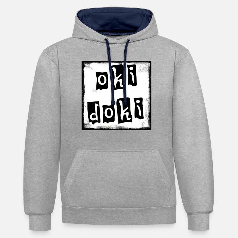 okidoki - Sweat à capuche contrasté - gris chiné/bleu marine