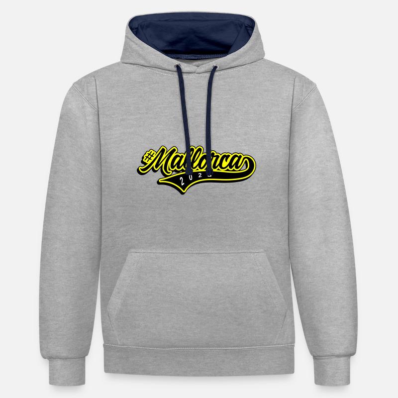 Majorque 2023 - Sweat à capuche contrasté - gris chiné/bleu marine
