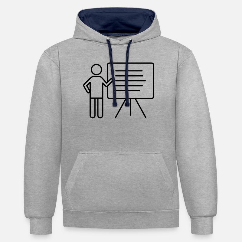 Présentation - Sweat à capuche contrasté - gris chiné/bleu marine