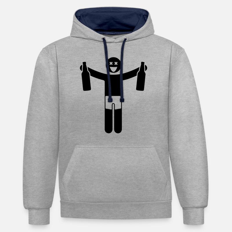 fête homme drinking - Sweat à capuche contrasté - gris chiné/bleu marine