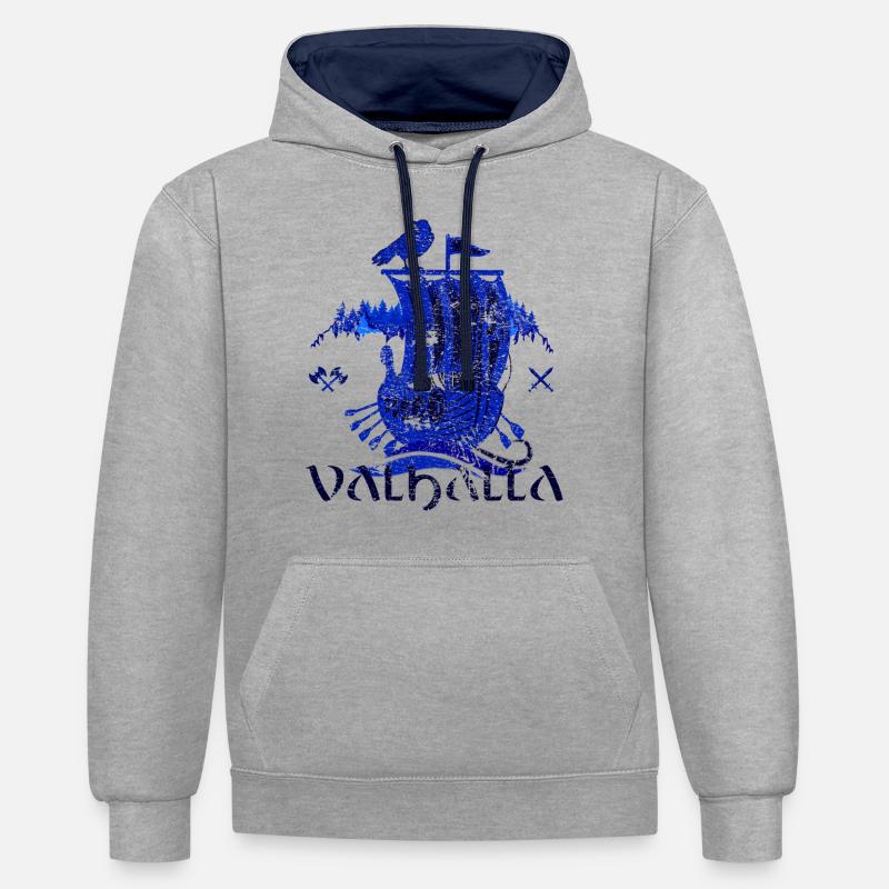 Valhalla Viking Vikings Bjoern Eisenseite - Kontrast-Hoodie - Grau meliert/Navy