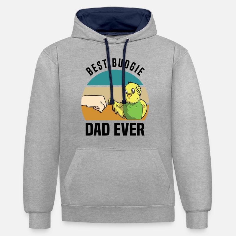 Perruche ondulée - Sweat à capuche contrasté - gris chiné/bleu marine