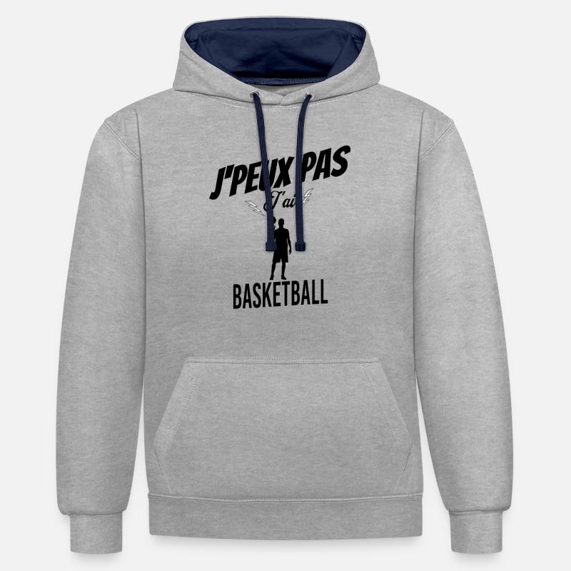 J'peux pas j'ai basketball - Sweat à capuche contrasté - gris chiné/bleu marine