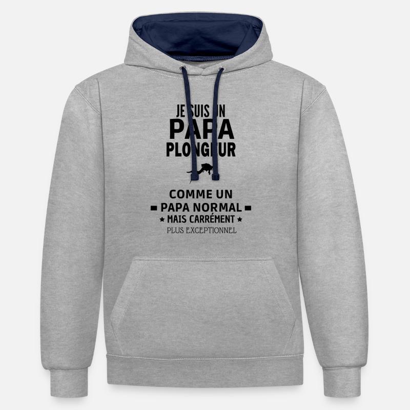 Plongeur exceptionnel - Sweat à capuche contrasté - gris chiné/bleu marine