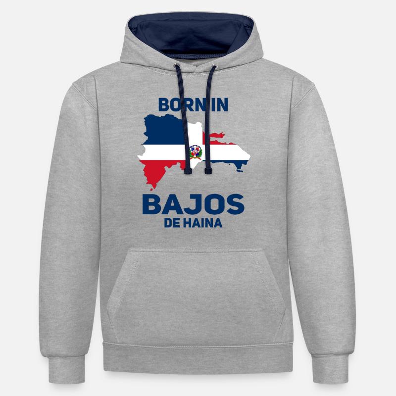 Bajos De Haina - Sweat à capuche contrasté - gris chiné/bleu marine