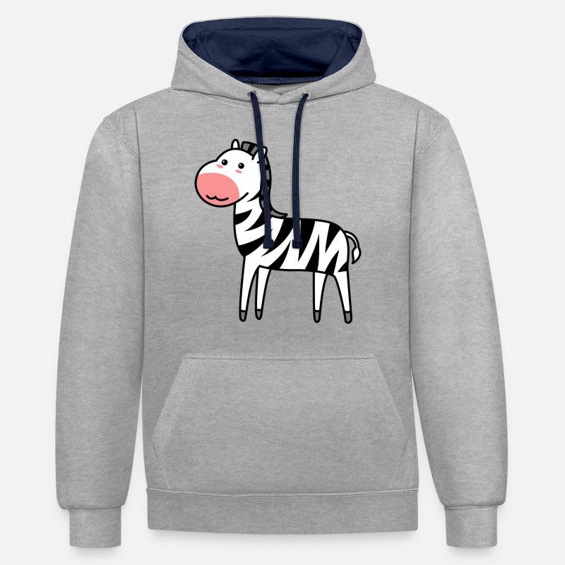 Zebra Comic Animal - Sweat à capuche contrasté - gris chiné/bleu marine