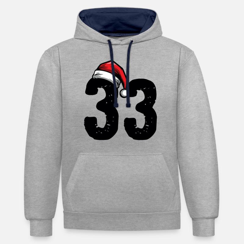 33 Numéro Noël - Sweat à capuche contrasté - gris chiné/bleu marine