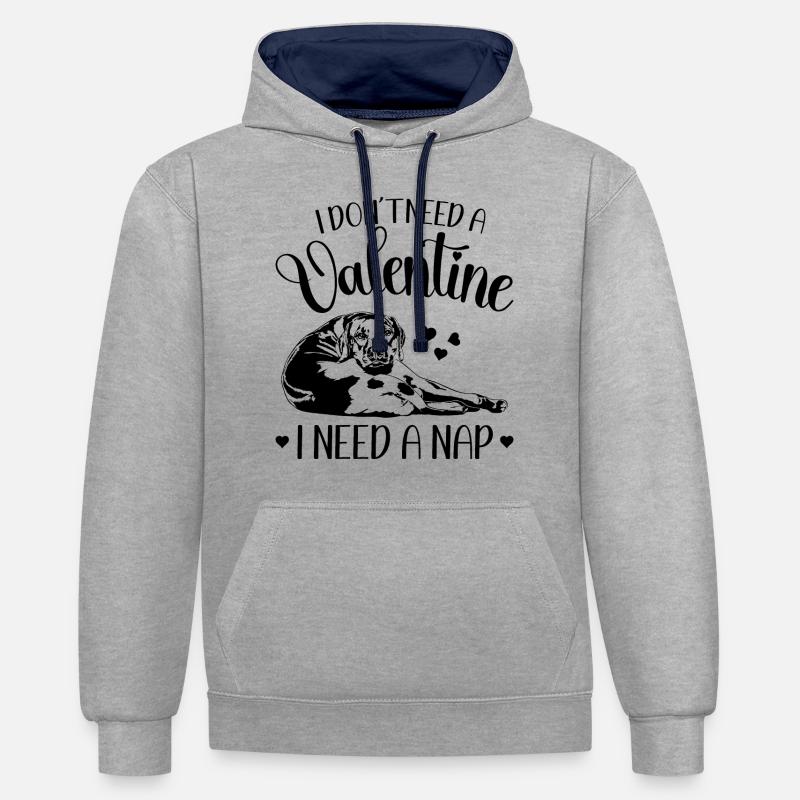 Rhodesian Ridgeback Saint-Valentin chiens Wilsigns - Sweat à capuche contrasté - gris chiné/bleu marine