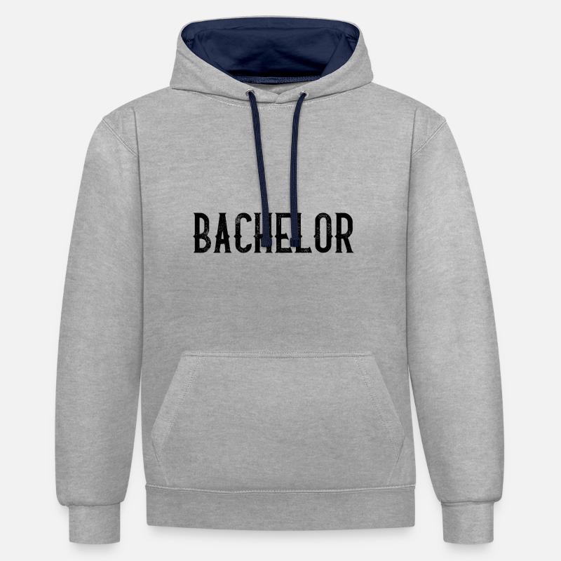 célibataire - Sweat à capuche contrasté - gris chiné/bleu marine