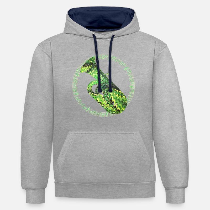 Tuba E 35 - Sweat à capuche contrasté - gris chiné/bleu marine
