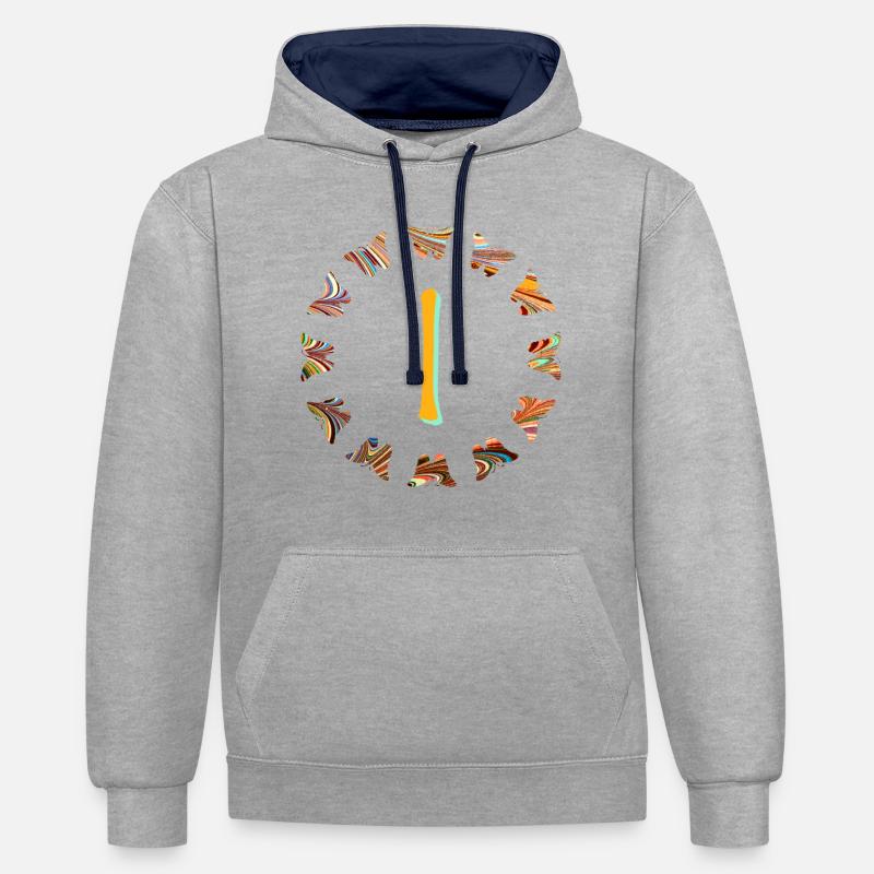 Papillons E 56 i - Sweat à capuche contrasté - gris chiné/bleu marine