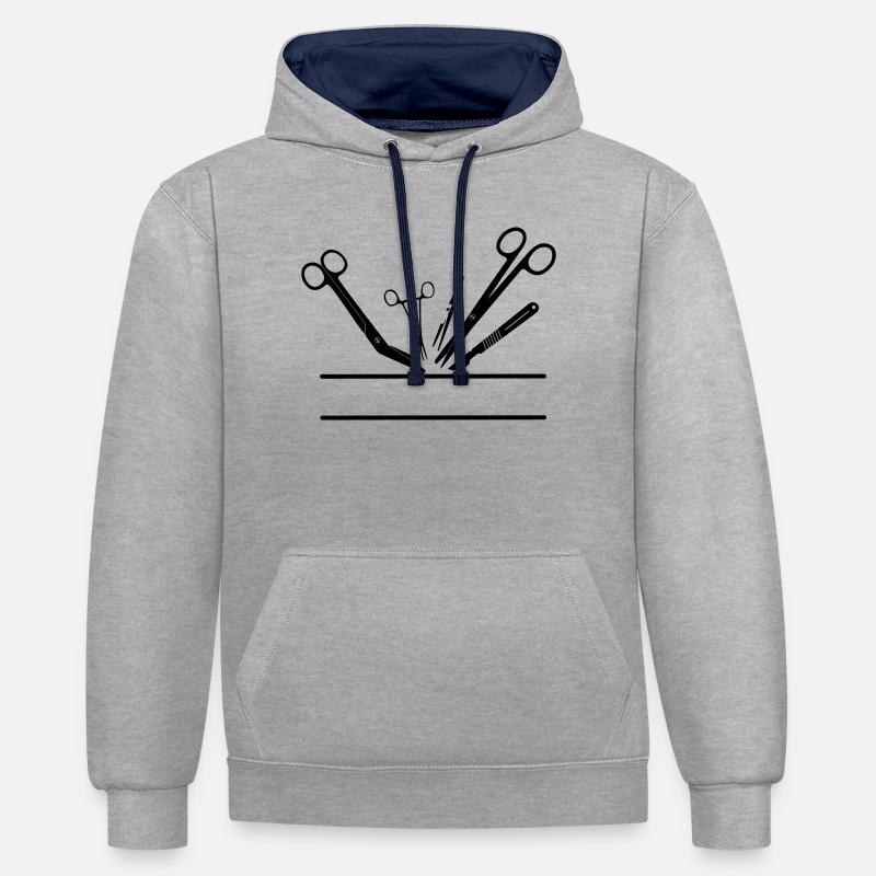 Bannière de nom d’outil d’opération - Sweat à capuche contrasté - gris chiné/bleu marine