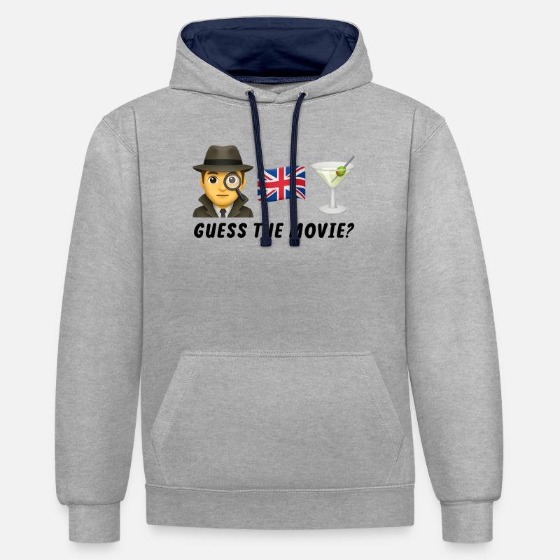 Détective et drapeau britannique avec cocktail - Sweat à capuche contrasté - gris chiné/bleu marine