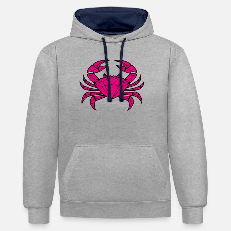Cancer – Protection et force - Sweat à capuche contrasté - gris chiné/bleu marine