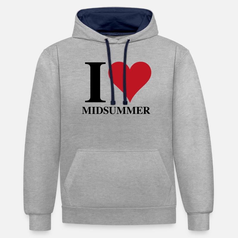 I ♥ Midsummer - Sweat à capuche contrasté - gris chiné/bleu marine
