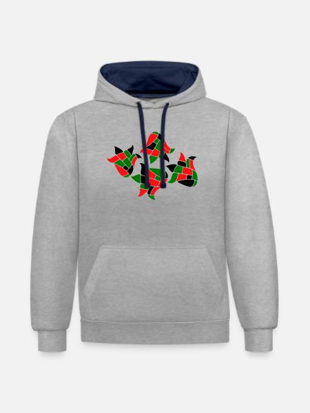 Mosaic Fantasy - Contrast hoodie - heather grey/navy