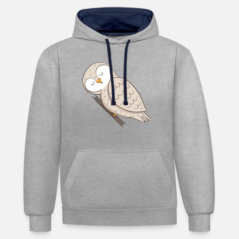 Hibou - Sweat à capuche contrasté - gris chiné/bleu marine
