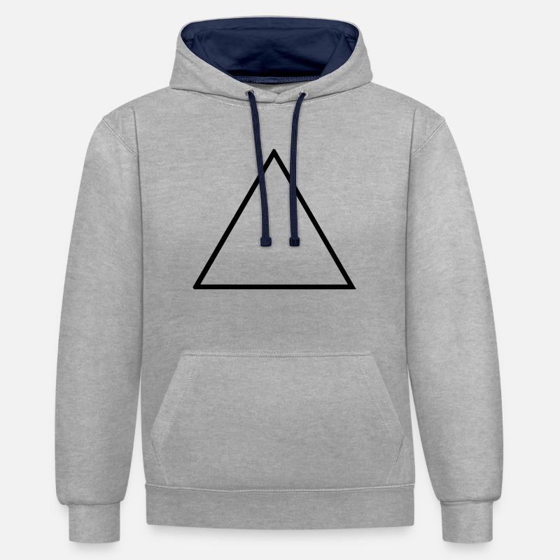 triangle - Sweat à capuche contrasté - gris chiné/bleu marine