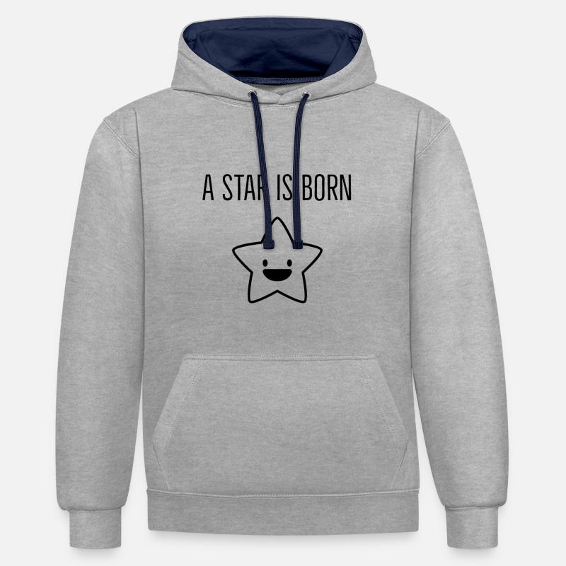 Une étoile est née - Sweat à capuche contrasté - gris chiné/bleu marine