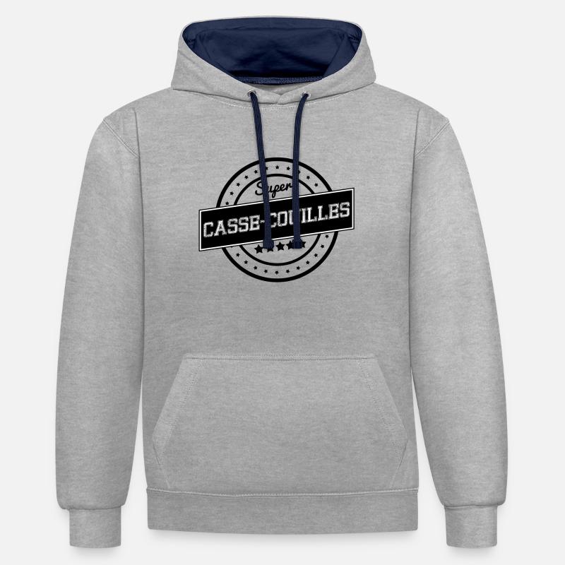 Super casse-couilles - Sweat à capuche contrasté - gris chiné/bleu marine