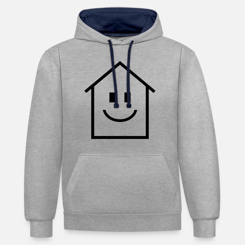 Maison - Sweat à capuche contrasté - gris chiné/bleu marine