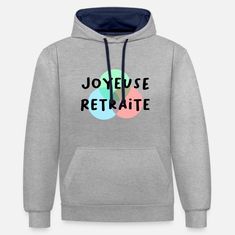 RETRAITE. RETRAITE. RETRAITEE. RETRAITE - Sweat à capuche contrasté - gris chiné/bleu marine