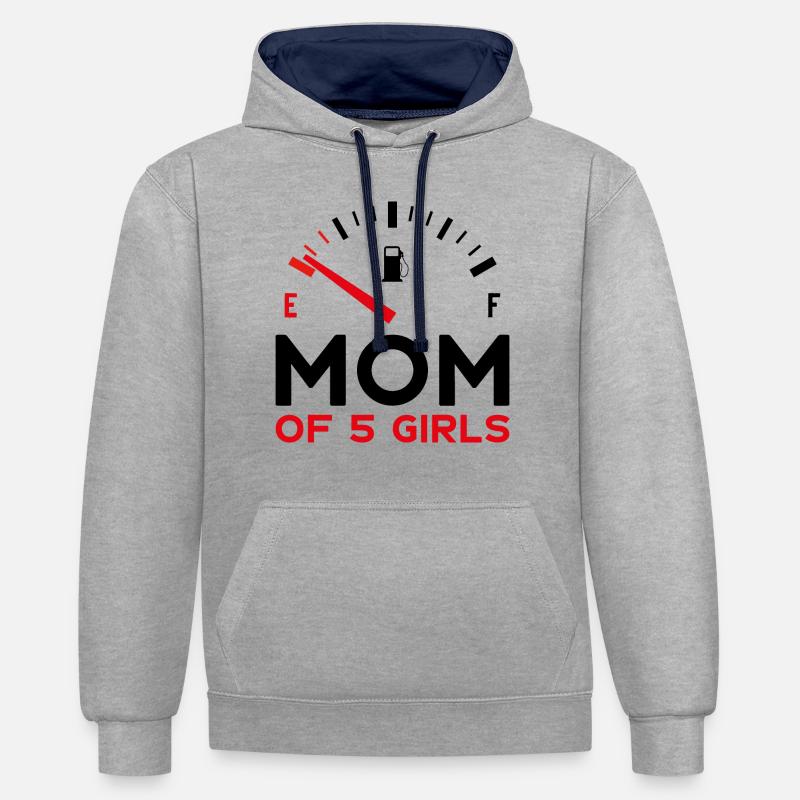 MAMAN DE 5 FILLES - Sweat à capuche contrasté - gris chiné/bleu marine
