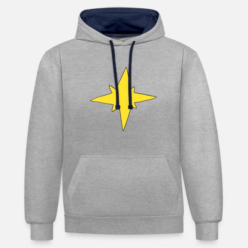 Symbole de l’étoile jaune - Sweat à capuche contrasté - gris chiné/bleu marine