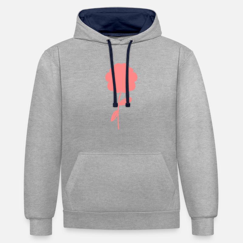 Icône de plante à fleurs - Sweat à capuche contrasté - gris chiné/bleu marine