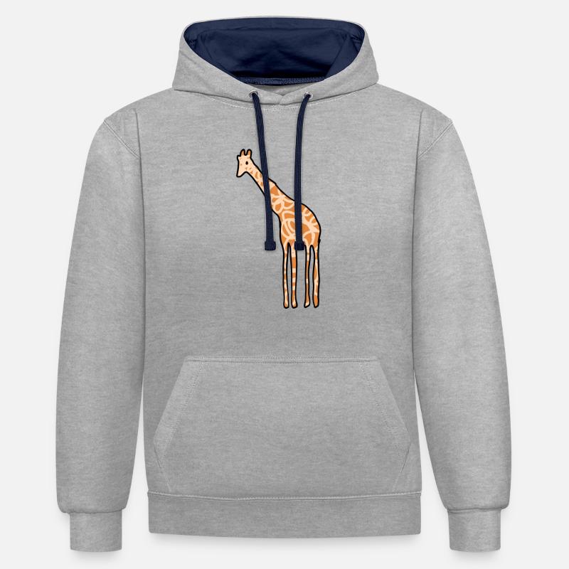 Icône d’animal girafe - Sweat à capuche contrasté - gris chiné/bleu marine
