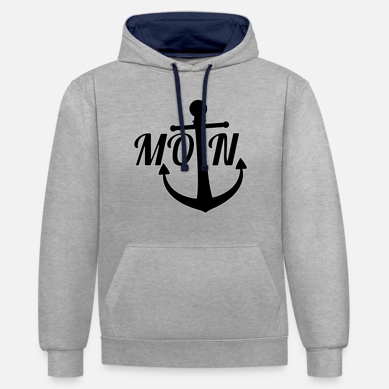 Hamburg Moin avec ancre - Sweat à capuche contrasté - gris chiné/bleu marine