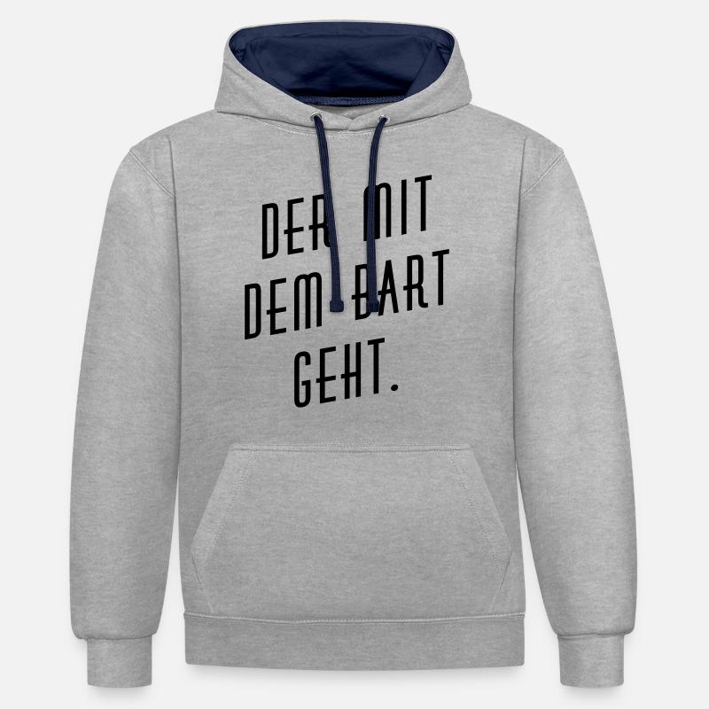 Der mit dem Bart geht. - Kontrast-Hoodie - Grau meliert/Navy