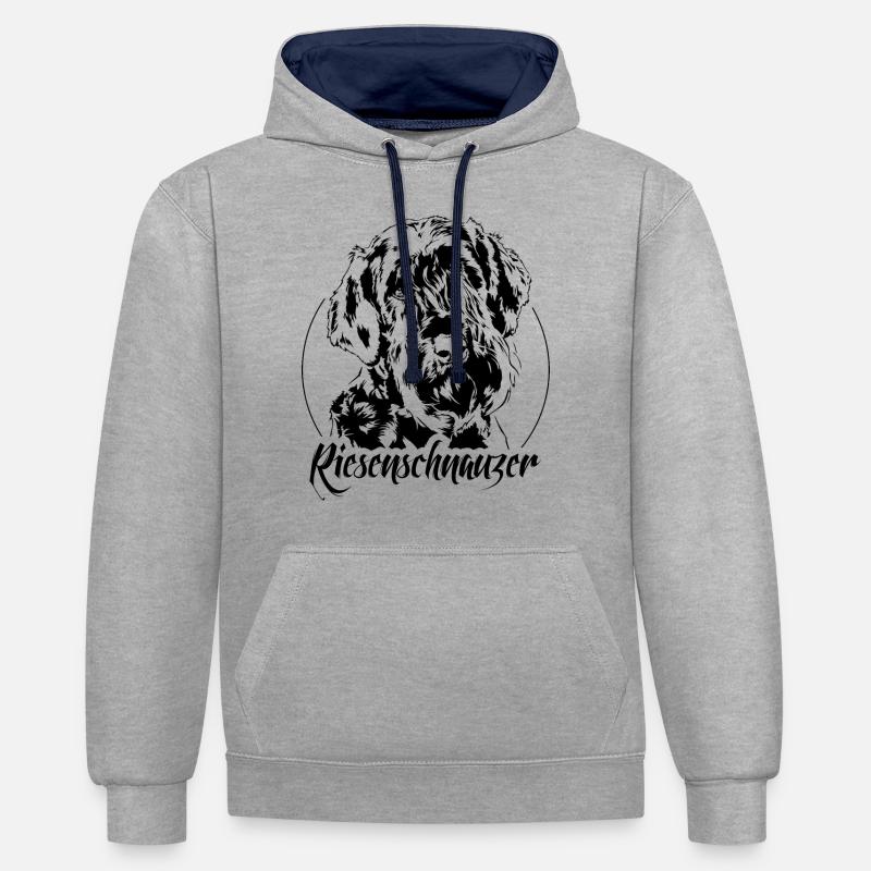 GROSSIER CHIEN CHIEN IGP Wilsigns - Sweat à capuche contrasté - gris chiné/bleu marine