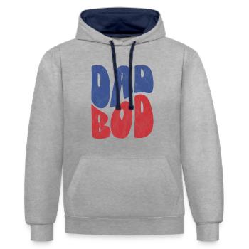 Papa Bod - Sweat à capuche contrasté - gris chiné/bleu marine - Devant - Liana (172cm) & Jaron (178cm)
