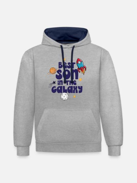 Bester Sohn der Galaxis - Kontrast-Hoodie - Grau meliert/Navy