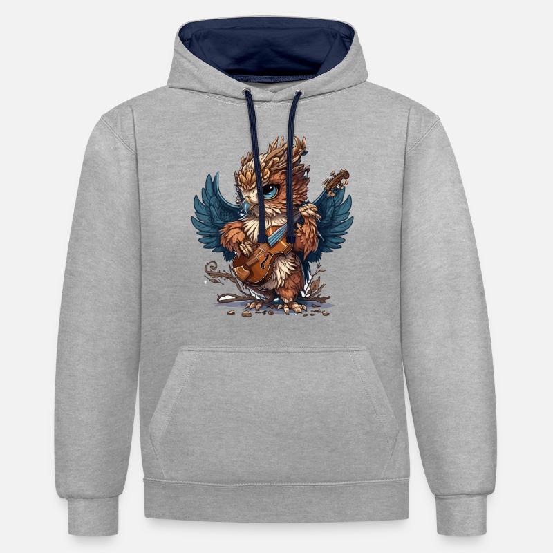 Griffon classique - Sweat à capuche contrasté - gris chiné/bleu marine