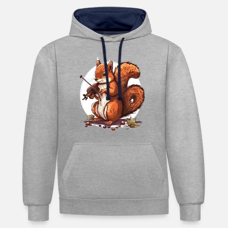 Écureuil virtuose - Sweat à capuche contrasté - gris chiné/bleu marine