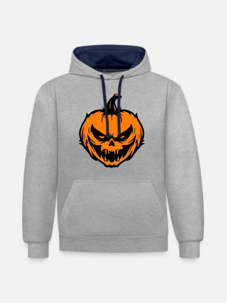 Pumpkin grimace Halloween - Contrast hoodie - heather grey/navy