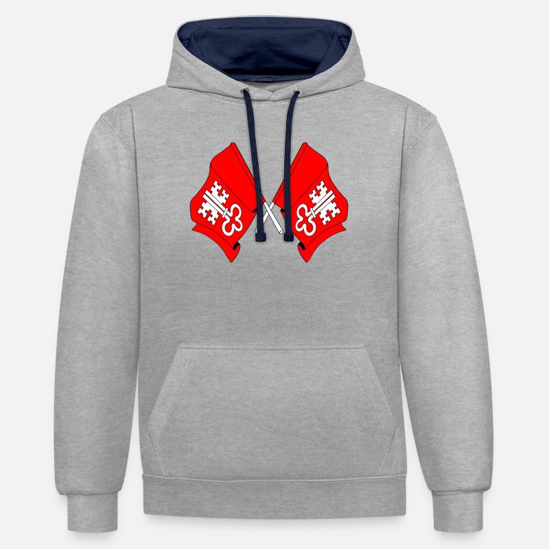 Deux drapeaux Nidwald Suisse - Sweat à capuche contrasté - gris chiné/bleu marine