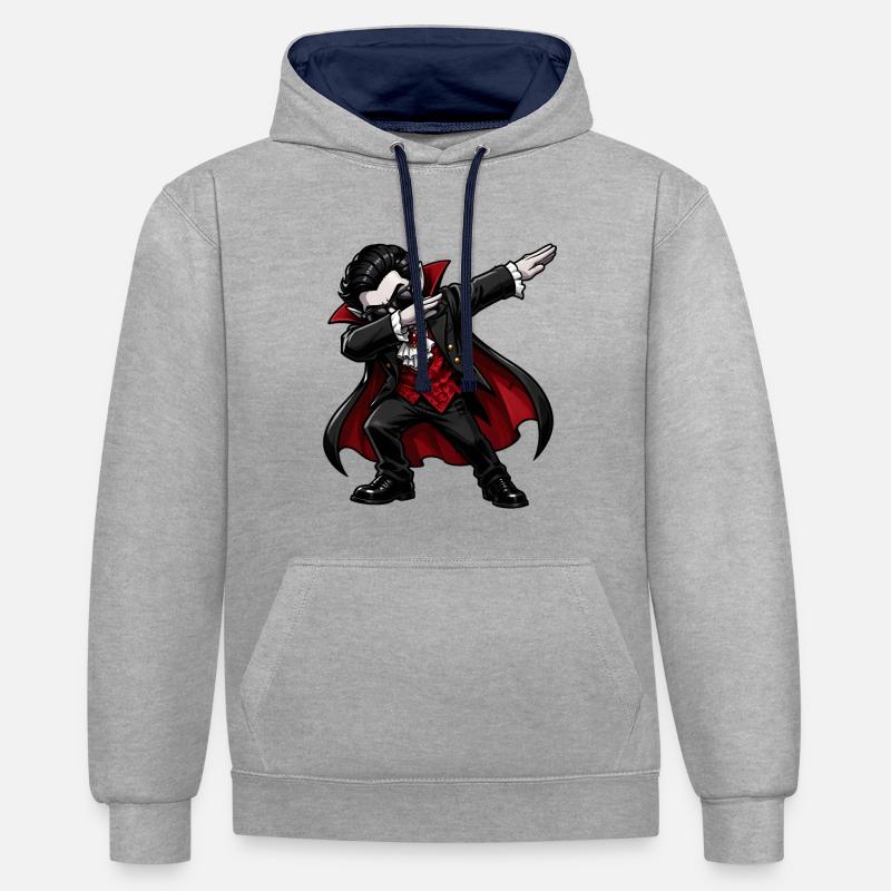 Vampire Dab - Sweat à capuche contrasté - gris chiné/bleu marine