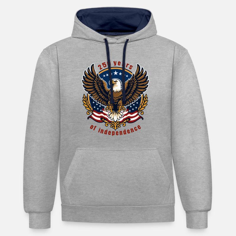 Aigle de la Liberté 250 ans - Sweat à capuche contrasté - gris chiné/bleu marine